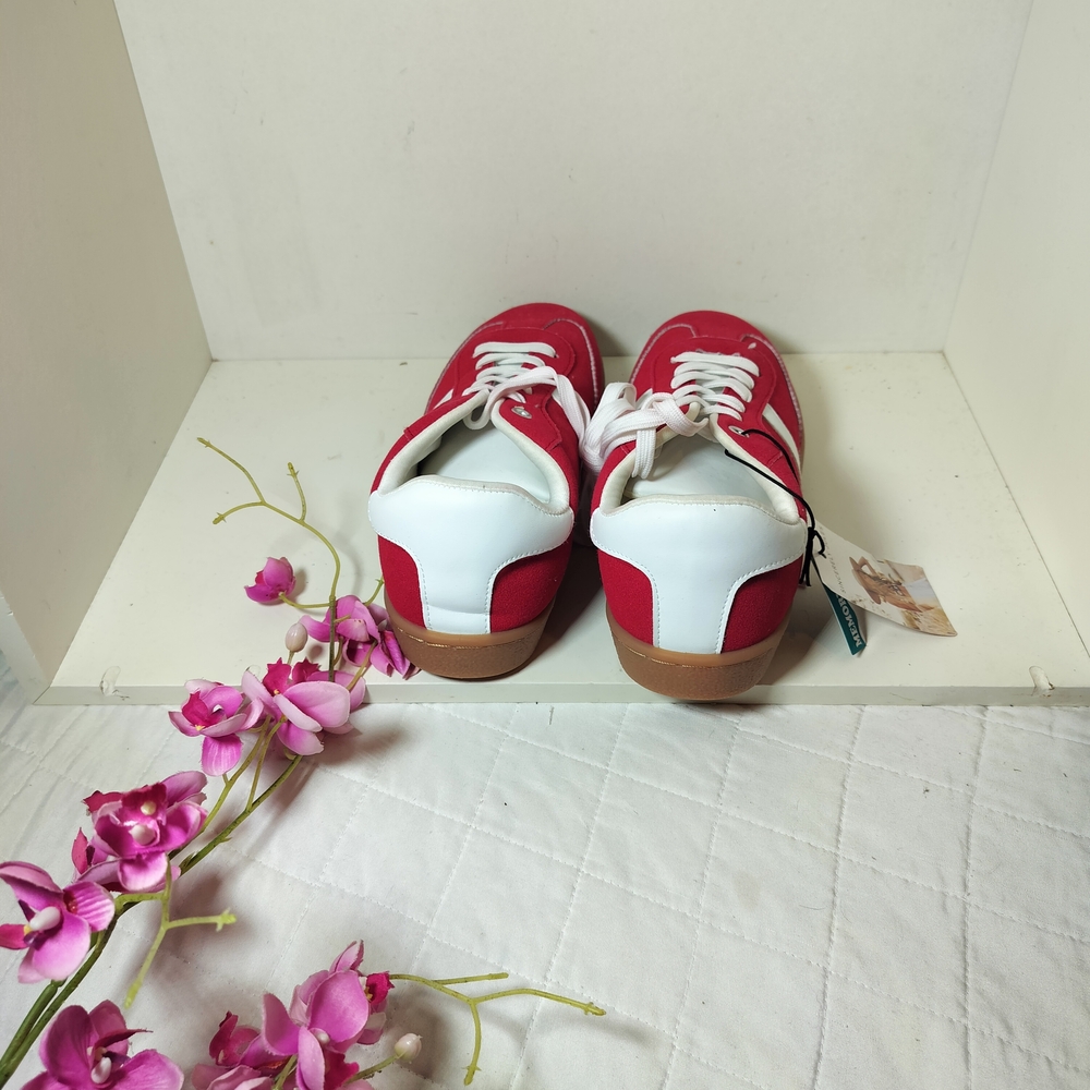 Sincerely Jules Red and White Women's Sneakers - Picture 2 of 5